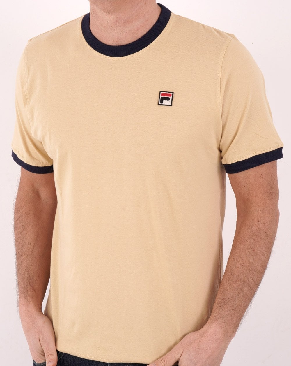Fila Vintage Ringer T Shirt Sand/Navy