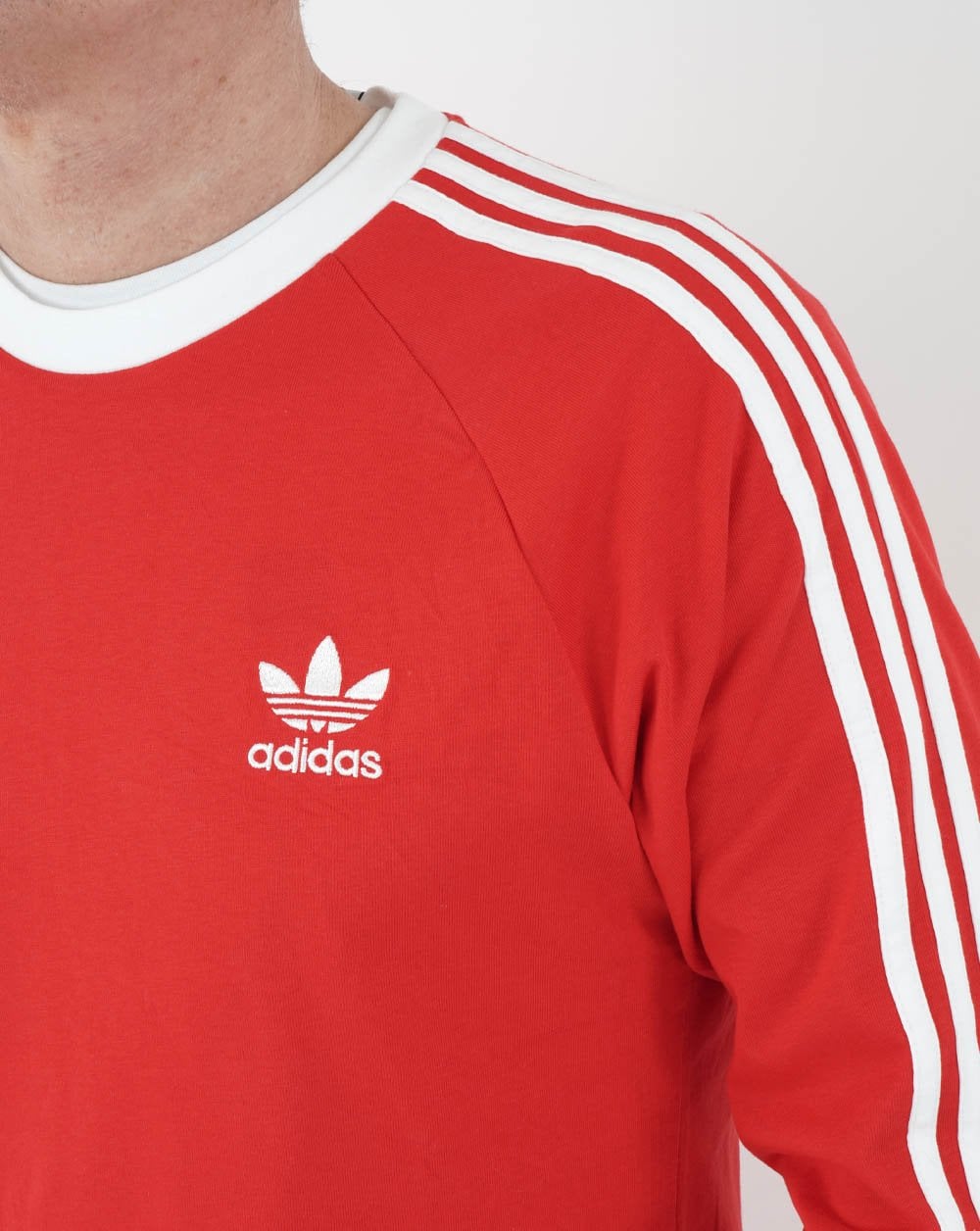 Adidas Originals 3 Stripes LS T Shirt Vivid Red