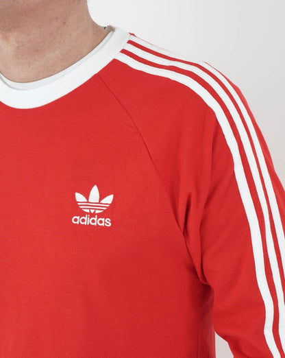 Adidas Originals 3 Stripes LS T Shirt Vivid Red