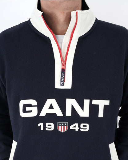 Gant Retro Logo Half Zip Sweat Navy