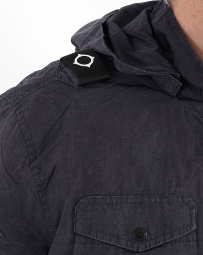 MA.STRUM Acid Wash Funnel Neck Runner Ink Navy