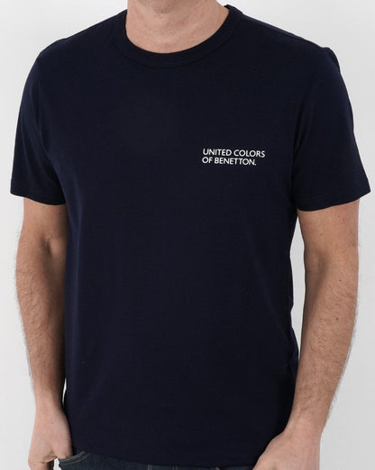 Benetton Logo Print T-shirt Navy