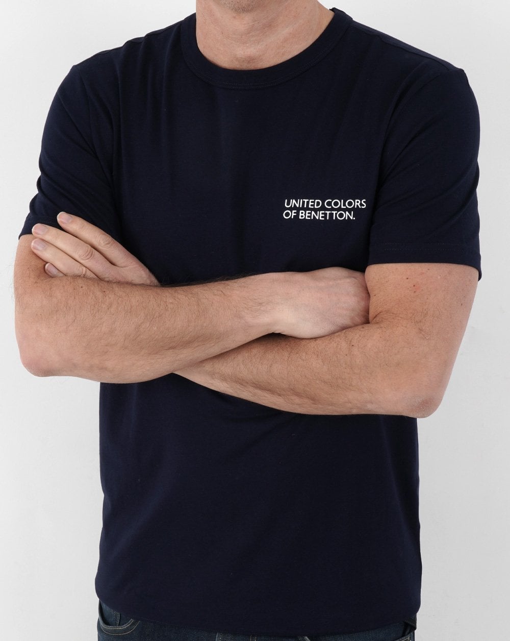 Benetton Logo Print T-shirt Navy