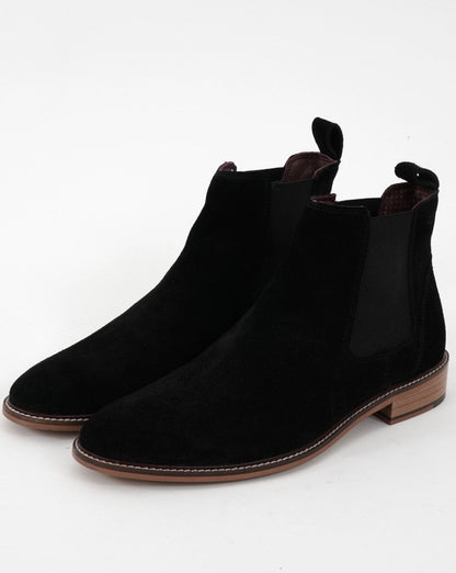 London Brogues Suede Chelsea Boot Black