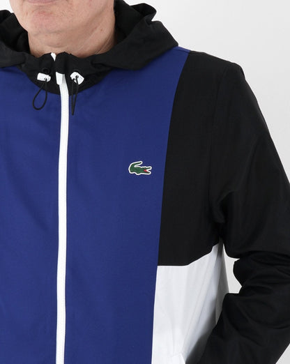 Lacoste Sport Hooded Panel Jacket Black/Blue/White