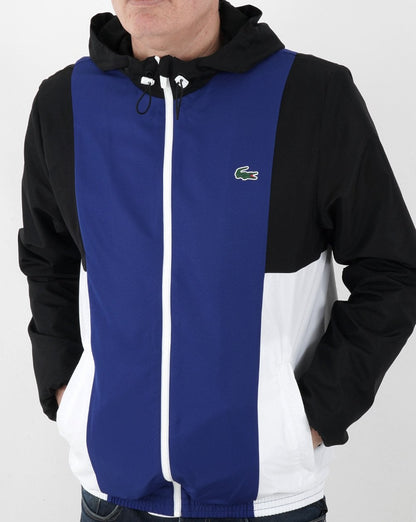 Lacoste Sport Hooded Panel Jacket Black/Blue/White