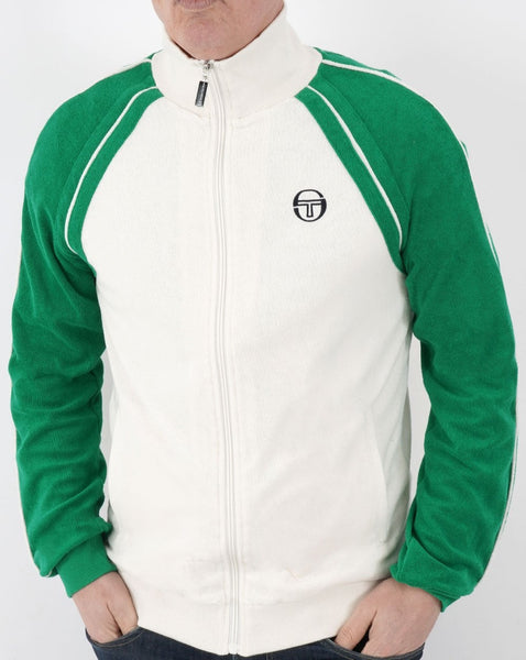 Sergio Tacchini Towelling Retro Track Top White/Green