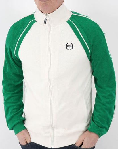 Sergio Tacchini Towelling Retro Track Top White/Green