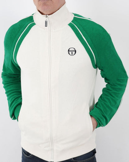 Sergio Tacchini Towelling Retro Track Top White/Green