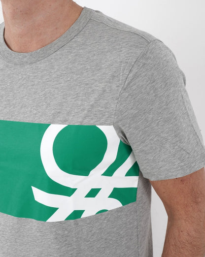 Benetton Logo Print T-shirt Grey
