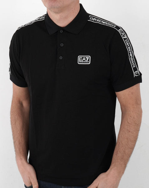 EA7 Tape Logo Polo Shirt Black