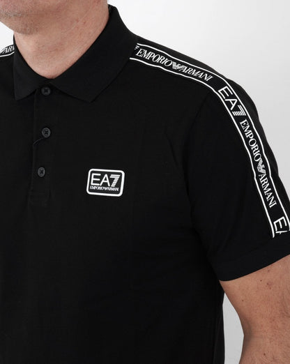 EA7 Tape Logo Polo Shirt Black