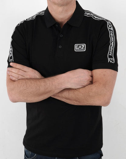 EA7 Tape Logo Polo Shirt Black
