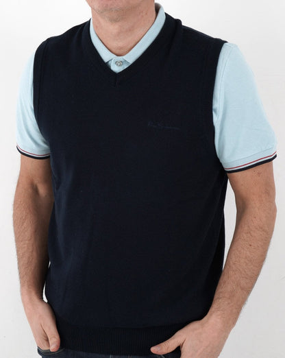 Ben Sherman V-Neck Knitted Tank Top Navy