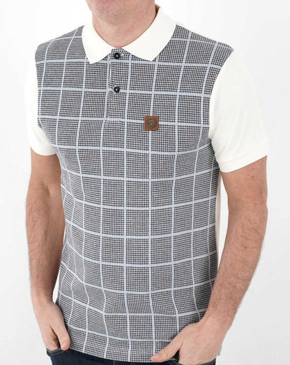 Trojan Dogtooth Check Panel Polo Cream