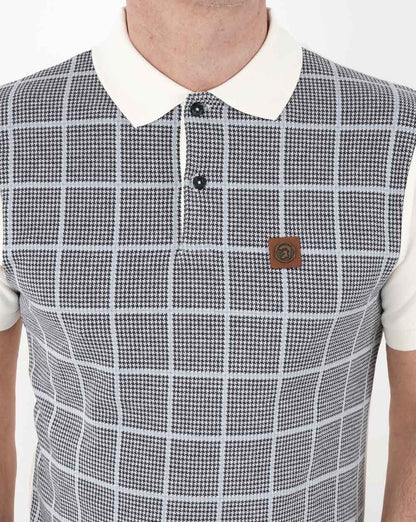 Trojan Dogtooth Check Panel Polo Cream