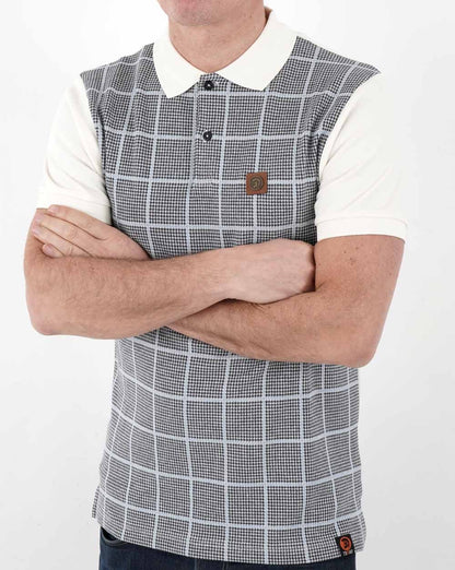 Trojan Dogtooth Check Panel Polo Cream