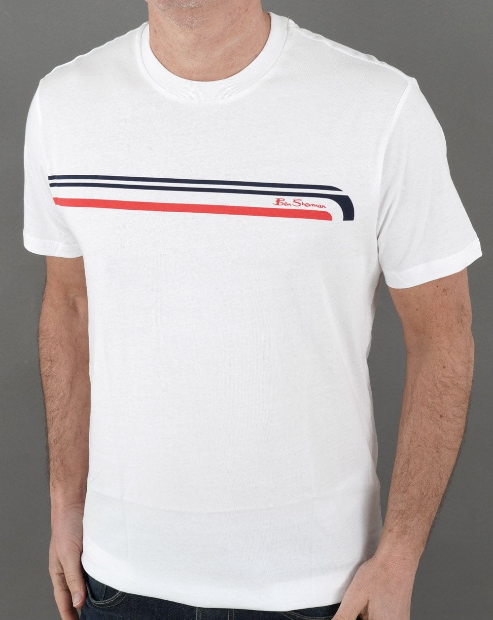 Ben Sherman Printed Chest Stripe T-shirt White