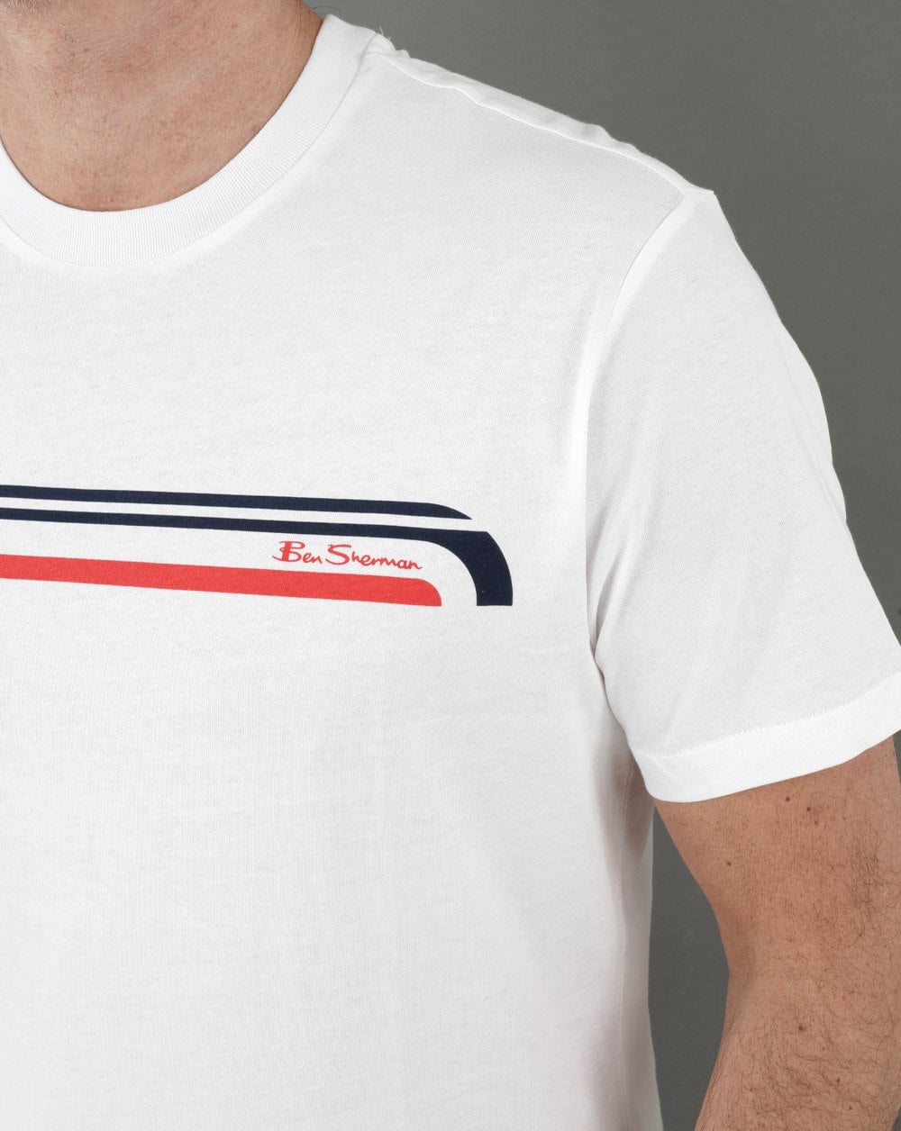 Ben Sherman Printed Chest Stripe T-shirt White