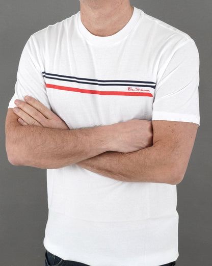 Ben Sherman Printed Chest Stripe T-shirt White