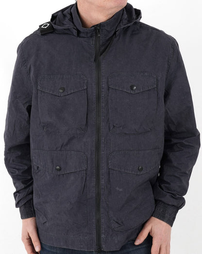 MA.STRUM Acid Wash Funnel Neck Runner Ink Navy