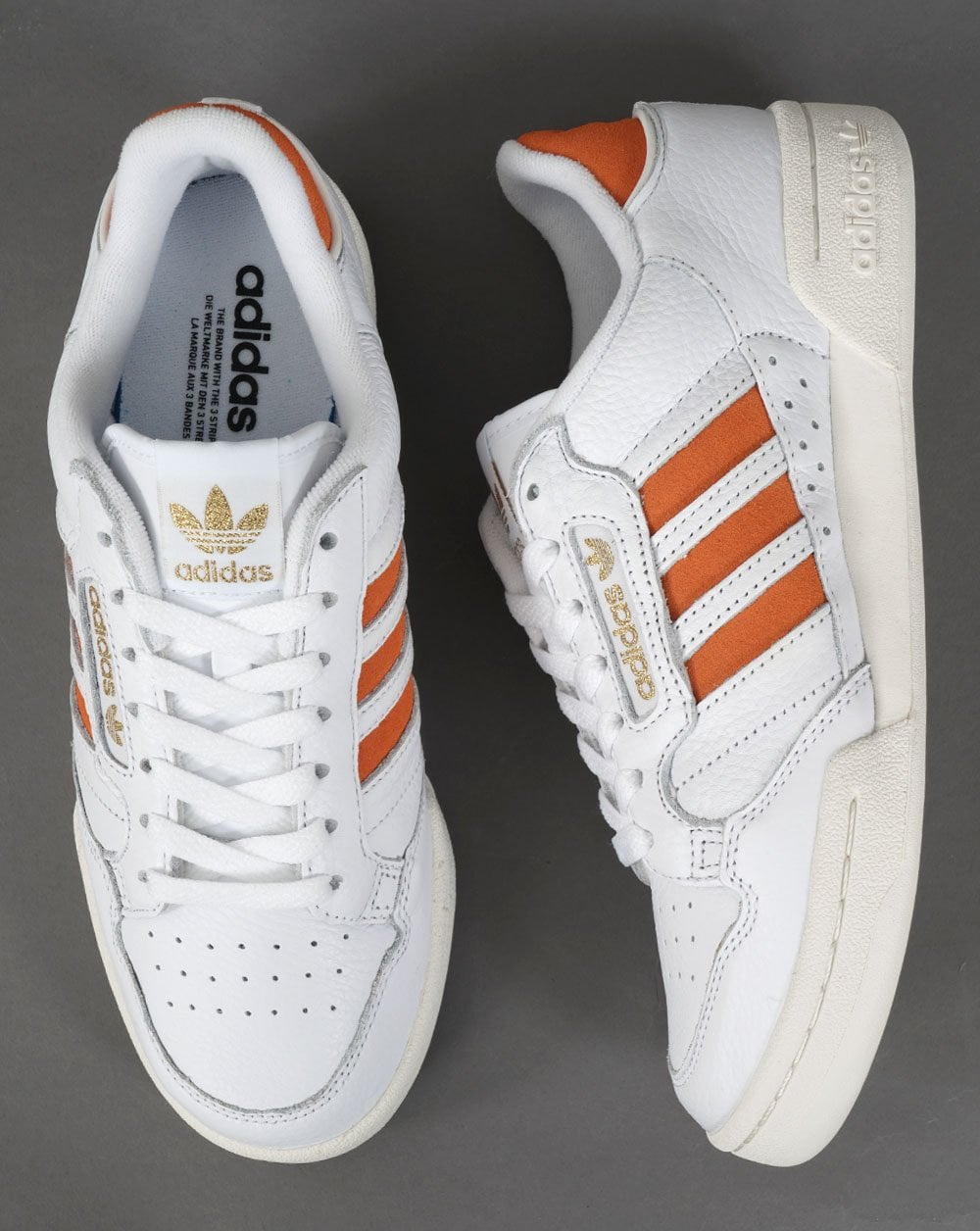Adidas Continental 80 Stripes Trainers White/Orange