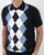 Trojan Argyle Fine Knit Polo Navy