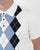 Trojan Argyle Fine Knit Polo White-Sky-Navy