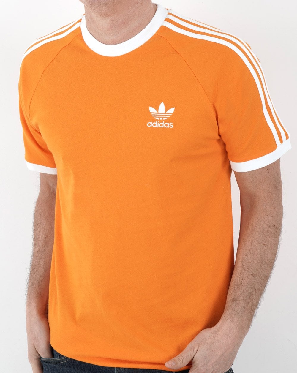 Adidas Originals 3 Stripes T Shirt Bold Orange