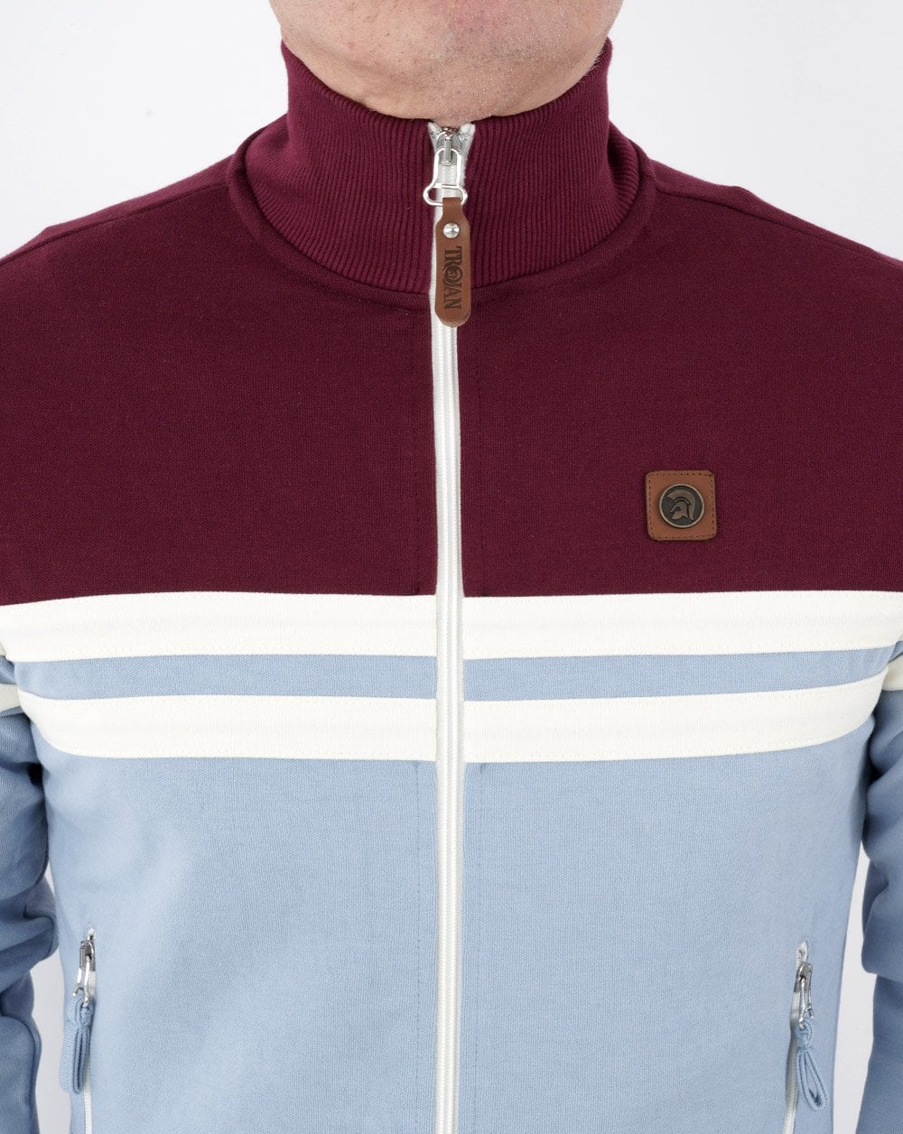 Trojan Panel Striped Track Top Sky/Claret
