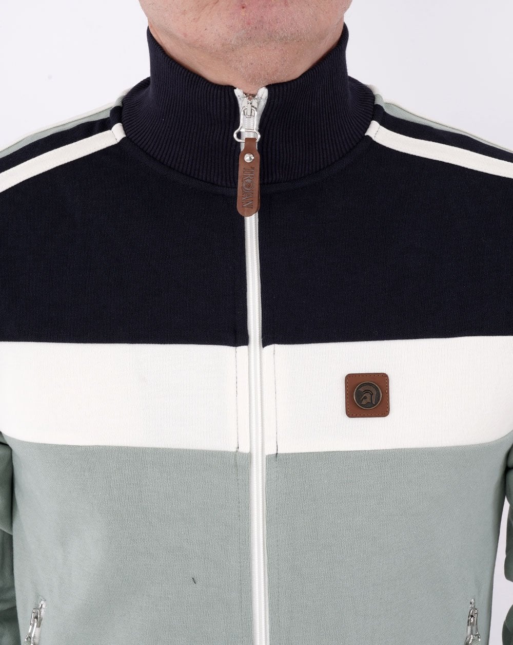 Trojan Twin Stripe Track Top Sage