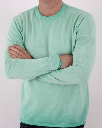 Benetton Washed Knit Jumper Turquoise