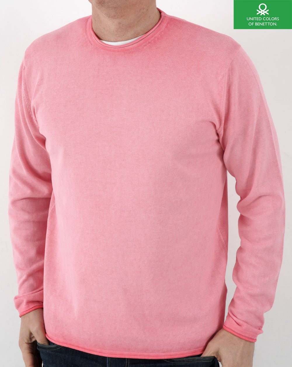 Benetton Washed Knit Jumper Pink