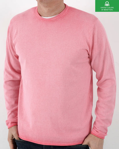 Benetton Washed Knit Jumper Pink