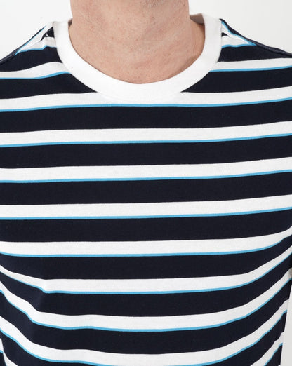 Benetton Stripe Crew Neck T-shirt Navy