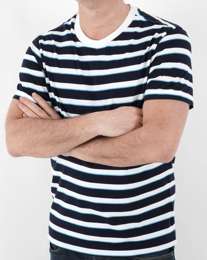 Benetton Stripe Crew Neck T-shirt Navy