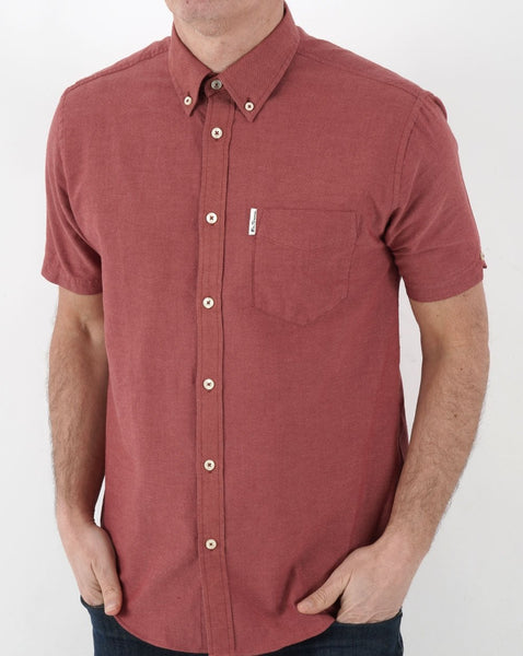 Ben Sherman Short Sleeve Oxford Shirt Dark Pink