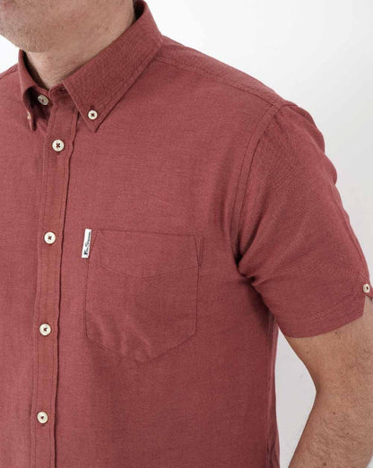 Ben Sherman Short Sleeve Oxford Shirt Dark Pink