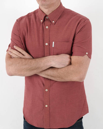 Ben Sherman Short Sleeve Oxford Shirt Dark Pink
