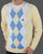 Gabicci Vintage Diamond Argyle V-neck Knit Lemon
