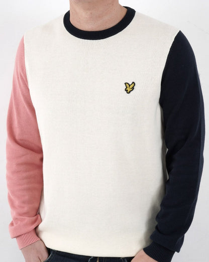 Lyle And Scott Contrast Crew Neck Knit Off White