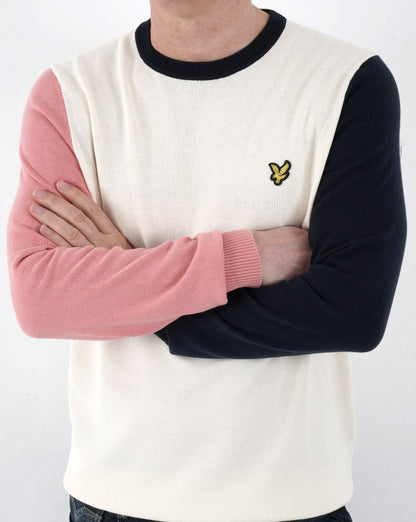 Lyle And Scott Contrast Crew Neck Knit Off White