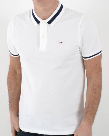 Tommy Jeans Tipped Stretch Polo Shirt White