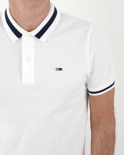 Tommy Jeans Tipped Stretch Polo Shirt White