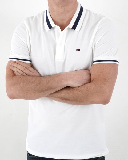 Tommy Jeans Tipped Stretch Polo Shirt White