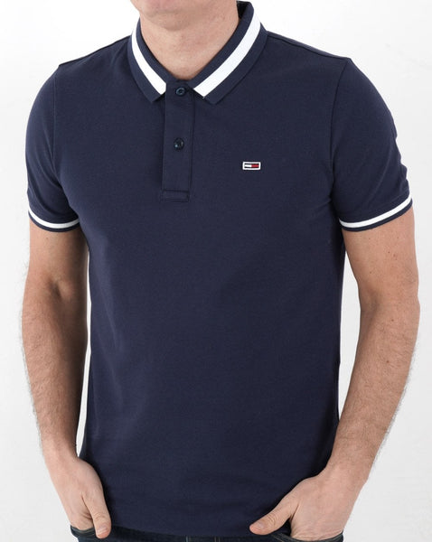 Tommy Jeans Tipped Stretch Polo Shirt Navy