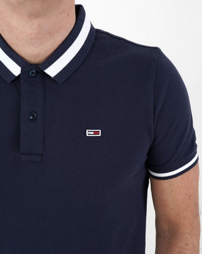 Tommy Jeans Tipped Stretch Polo Shirt Navy