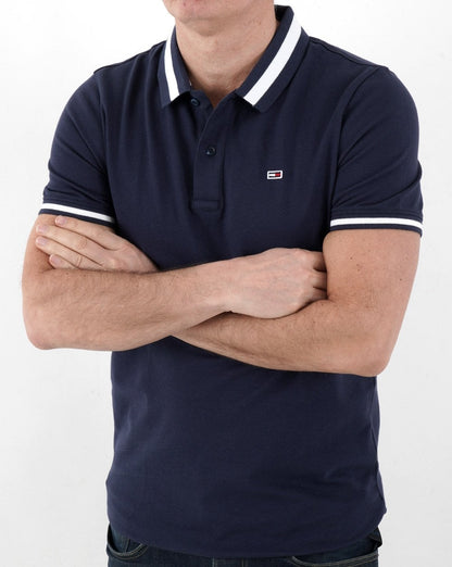 Tommy Jeans Tipped Stretch Polo Shirt Navy