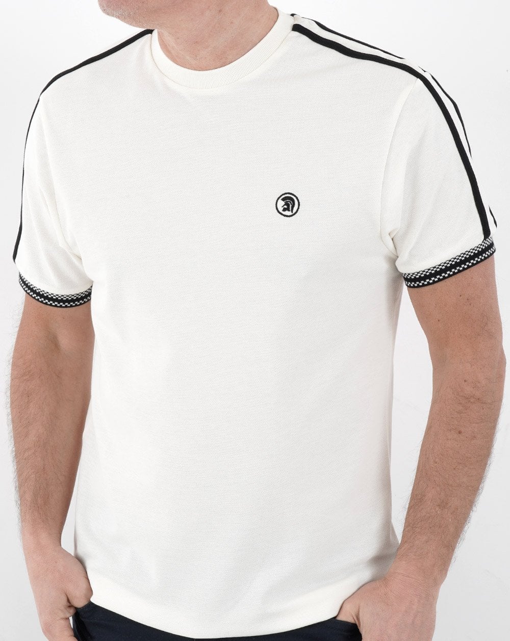 Trojan Twin Stripe T-shirt Ecru