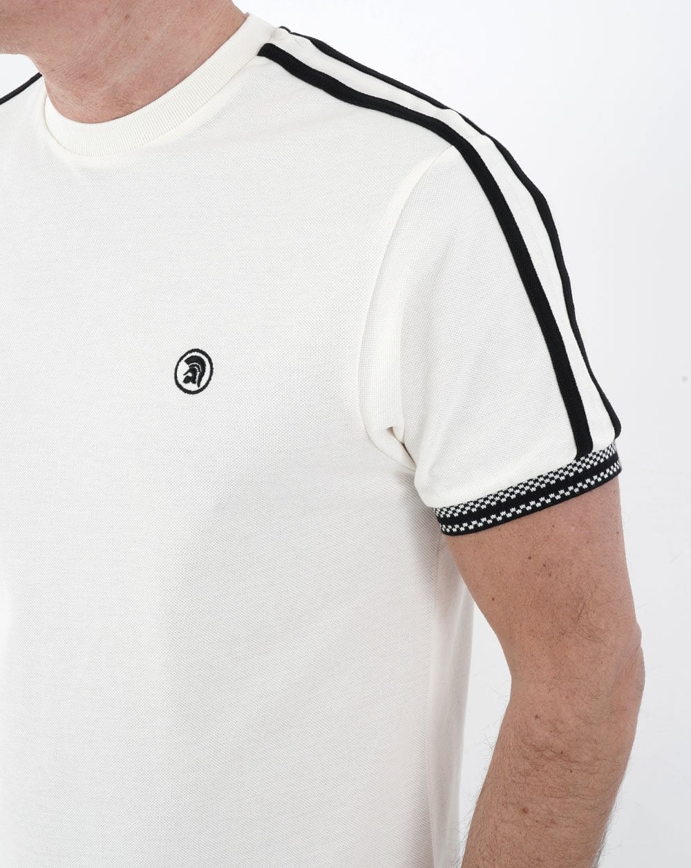 Trojan Twin Stripe T-shirt Ecru